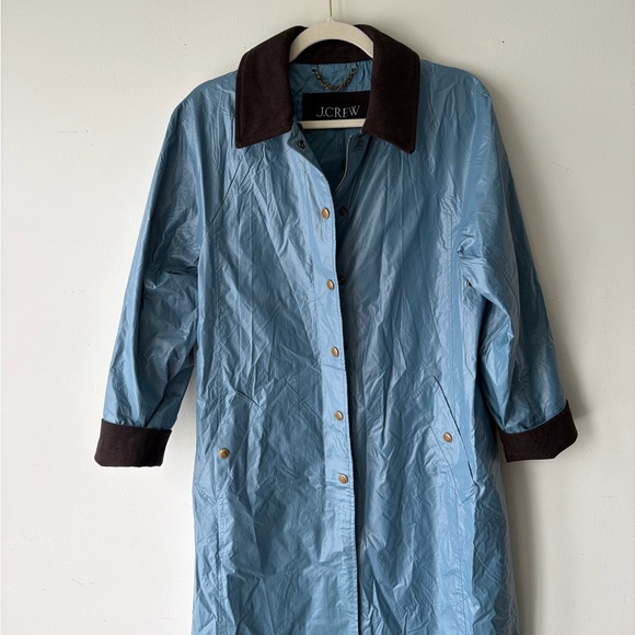 NWT! J. CREW Shiny Long Barn Jacket Sea Blue Color Size XS - Picture 2 of 7